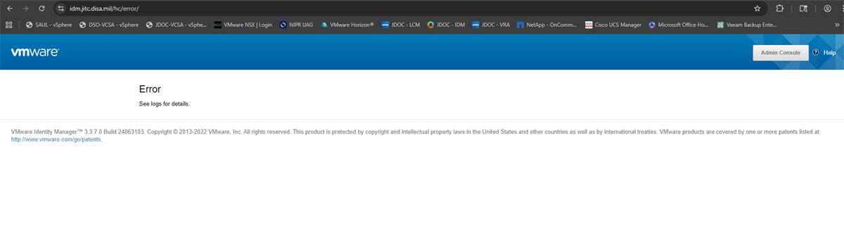 vIDM Domain Login Error